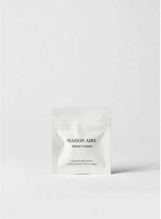 Maison Aire Sweet Paris car diffuser refill package with 2 replacement scent disks