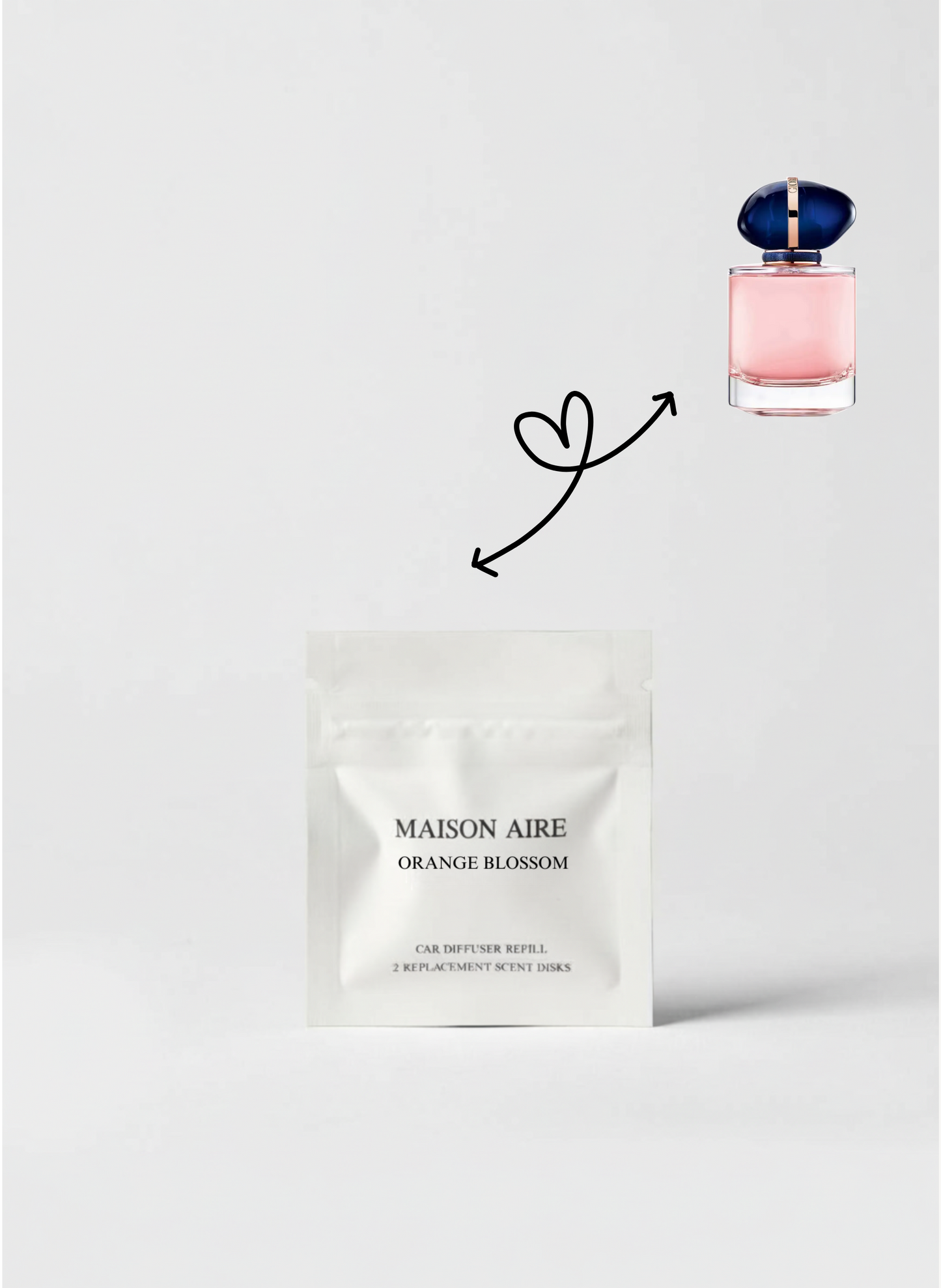 maison aire car air freshener scent refill, scent inspired by Giorgio Armani My Way 